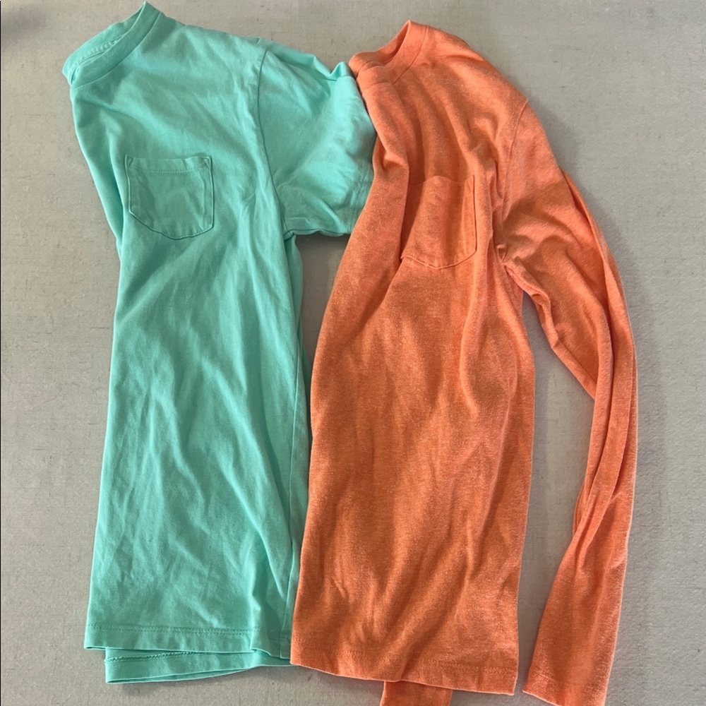 Crewcuts Long Sleeve & Short Sleeve Pocket Tees in Mint and Orange